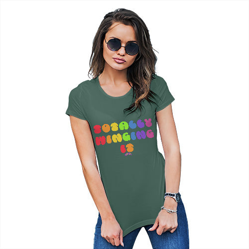 Womens T-Shirt Funny Geek Nerd Hilarious Joke Totally Winging It Women's T-Shirt Large Bottle Green
