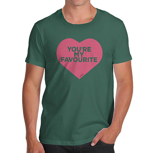Funny Gifts For Men You're My Favourite Heart Men's T-Shirt X-Large Bottle Green