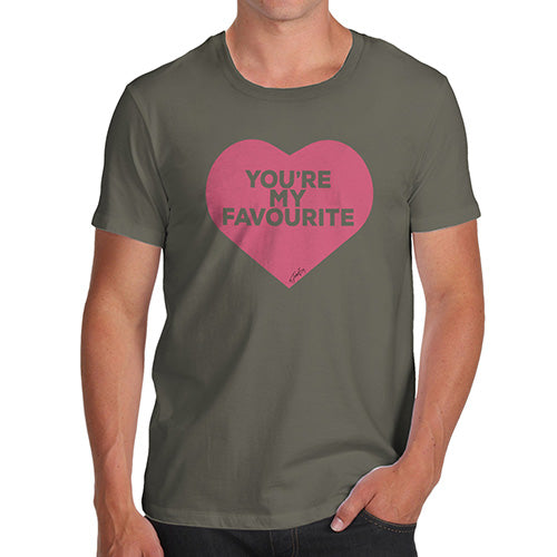 Funny T-Shirts For Guys You're My Favourite Heart Men's T-Shirt Medium Khaki
