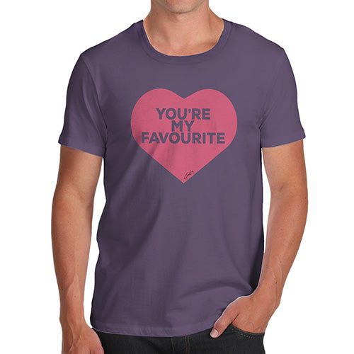 Novelty T Shirts For Dad You're My Favourite Heart Men's T-Shirt Medium Plum