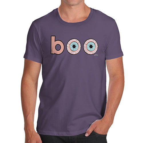 Mens Novelty T Shirt Christmas Boo Scared Men's T-Shirt Small Plum