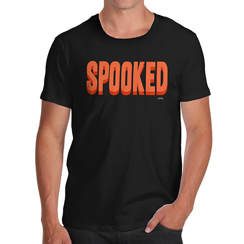 Mens Novelty T Shirt Christmas Spooked Men's T-Shirt Small Black