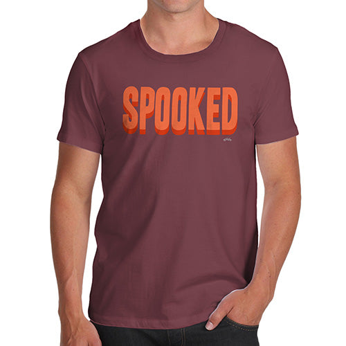 Funny Tee For Men Spooked Men's T-Shirt Large Burgundy