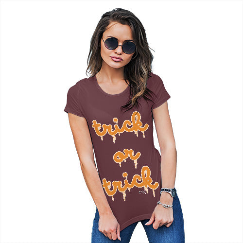 Funny Tshirts For Women Trick Or Trick Women's T-Shirt Medium Burgundy