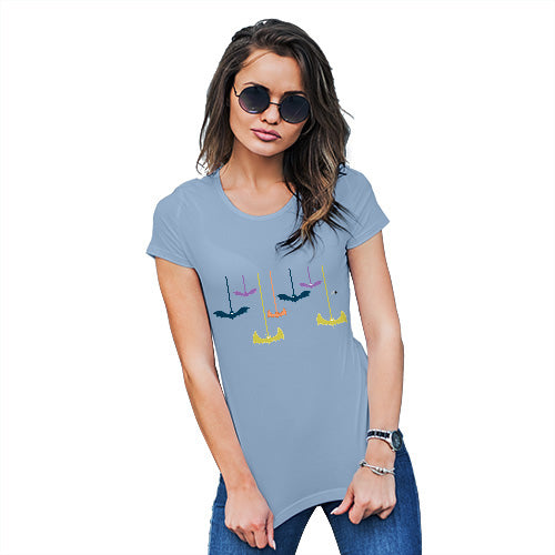 Funny Tshirts For Women Bat Attack Women's T-Shirt Large Sky Blue
