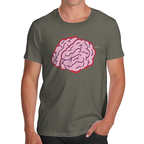 Funny Tee Shirts For Men Brain Selfie Men's T-Shirt Small Khaki