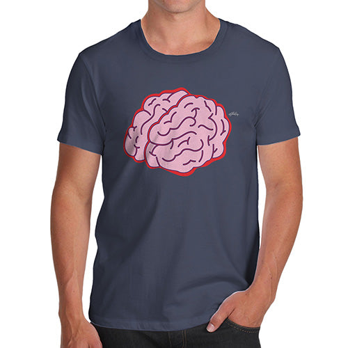 Funny Mens Tshirts Brain Selfie Men's T-Shirt Medium Navy