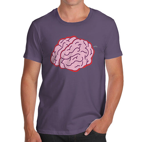 Mens Funny Sarcasm T Shirt Brain Selfie Men's T-Shirt Large Plum