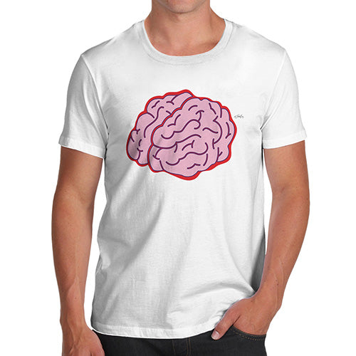 Funny T Shirts For Men Brain Selfie Men's T-Shirt X-Large White
