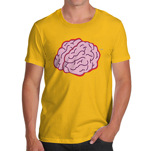Funny Tee For Men Brain Selfie Men's T-Shirt Small Yellow