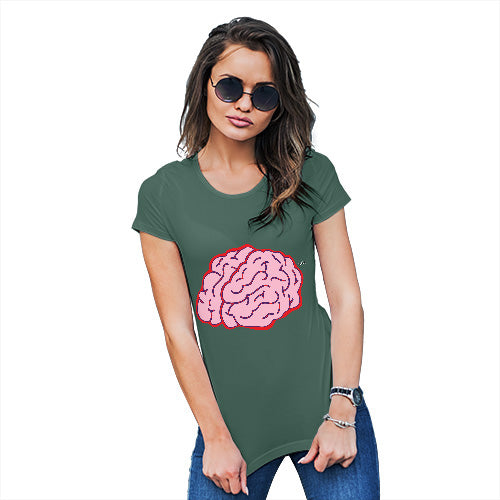 Funny T-Shirts For Women Sarcasm Brain Selfie Women's T-Shirt Large Bottle Green