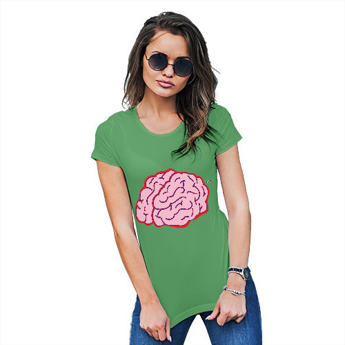 Womens Novelty T Shirt Brain Selfie Women's T-Shirt Large Green