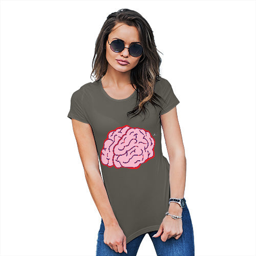 Womens Funny T Shirts Brain Selfie Women's T-Shirt X-Large Khaki