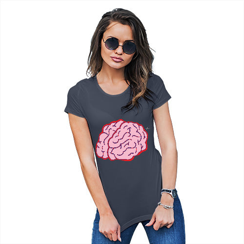 Funny T-Shirts For Women Brain Selfie Women's T-Shirt Small Navy