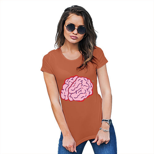 Womens Funny Tshirts Brain Selfie Women's T-Shirt Medium Orange