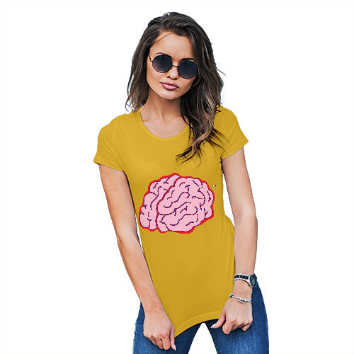 Womens Funny Tshirts Brain Selfie Women's T-Shirt Small Yellow