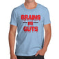 Funny T-Shirts For Men Brains Over Guts Men's T-Shirt Large Sky Blue