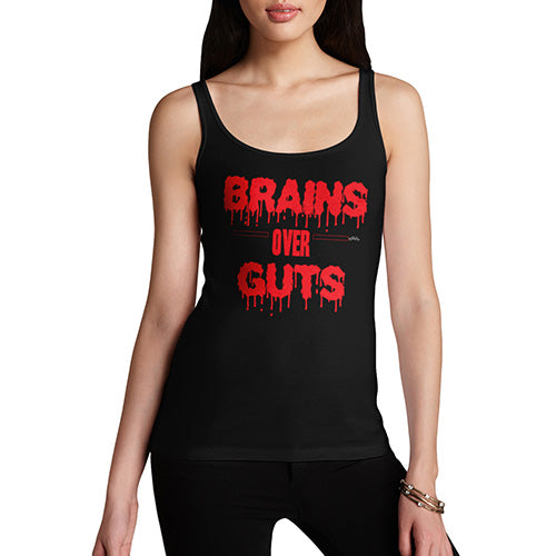 Novelty Tank Top Women Brains Over Guts Women's Tank Top Small Black