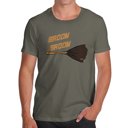 Funny Tee For Men Broom Broom Men's T-Shirt Large Khaki