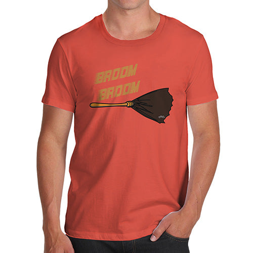 Funny Mens T Shirts Broom Broom Men's T-Shirt Medium Orange