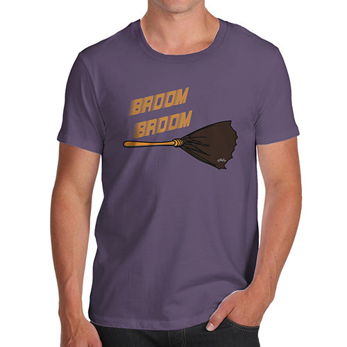 Novelty Tshirts Men Funny Broom Broom Men's T-Shirt Medium Plum