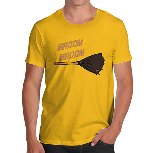 Funny T Shirts For Dad Broom Broom Men's T-Shirt Large Yellow