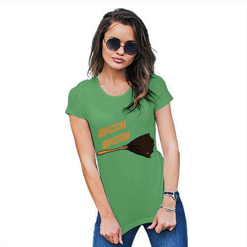 Womens Funny T Shirts Broom Broom Women's T-Shirt Large Green