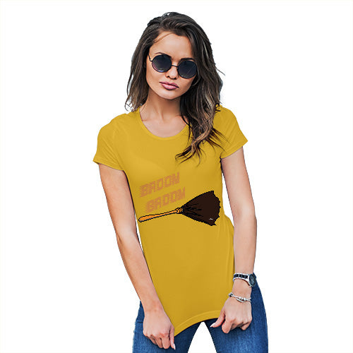 Funny Shirts For Women Broom Broom Women's T-Shirt Large Yellow
