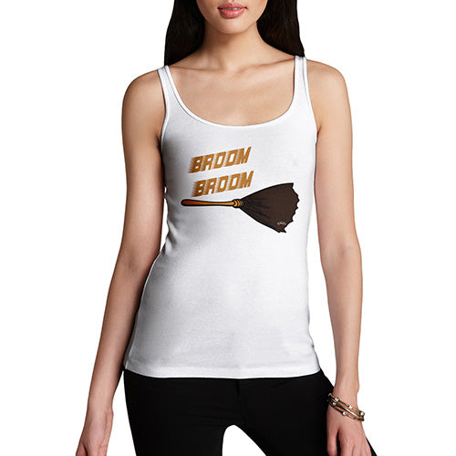 Funny Tank Top For Women Sarcasm Broom Broom Women's Tank Top Large White