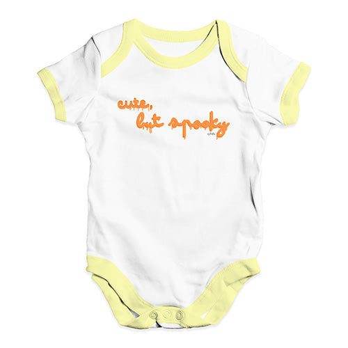 Bodysuit Baby Romper Cute But Spooky Baby Unisex Baby Grow Bodysuit 3 - 6 Months White Yellow Trim