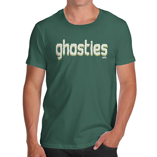 Mens T-Shirt Funny Geek Nerd Hilarious Joke Ghosties  Men's T-Shirt Small Bottle Green