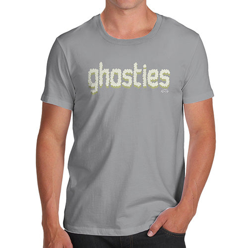 Mens T-Shirt Funny Geek Nerd Hilarious Joke Ghosties  Men's T-Shirt Medium Light Grey