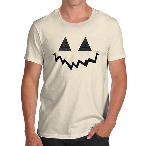 Mens Novelty T Shirt Christmas Pumpkin Hidden Smile Men's T-Shirt Large Natural