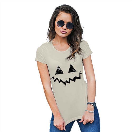 Funny Shirts For Women Pumpkin Hidden Smile Women's T-Shirt X-Large Natural