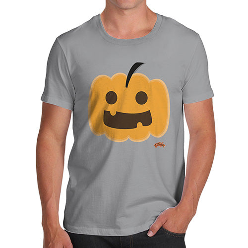 Funny Mens Tshirts Happy Pumpkin Men's T-Shirt Small Light Grey