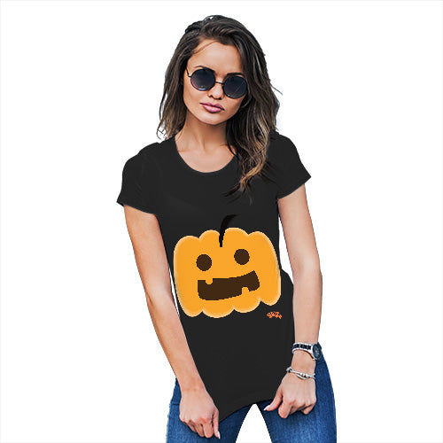 Womens Funny Tshirts Happy Pumpkin Women's T-Shirt Large Black