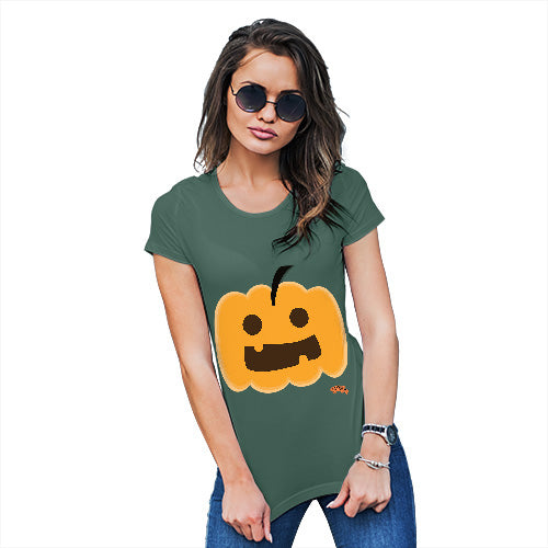 Womens T-Shirt Funny Geek Nerd Hilarious Joke Happy Pumpkin Women's T-Shirt Large Bottle Green