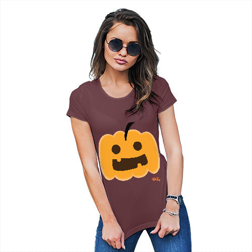 Womens Humor Novelty Graphic Funny T Shirt Happy Pumpkin Women's T-Shirt X-Large Burgundy