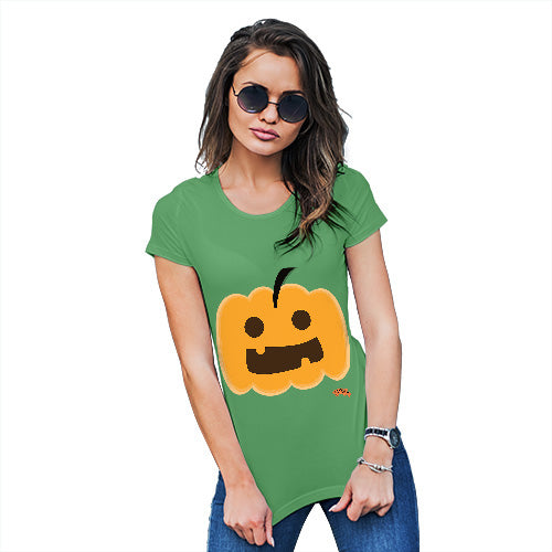 Funny Shirts For Women Happy Pumpkin Women's T-Shirt Small Green