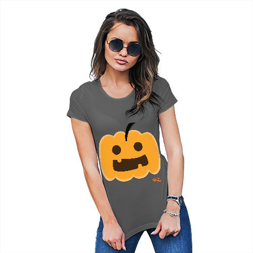 Womens Funny T Shirts Happy Pumpkin Women's T-Shirt X-Large Dark Grey