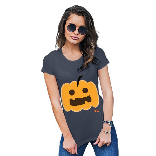 Womens Funny Sarcasm T Shirt Happy Pumpkin Women's T-Shirt Large Navy
