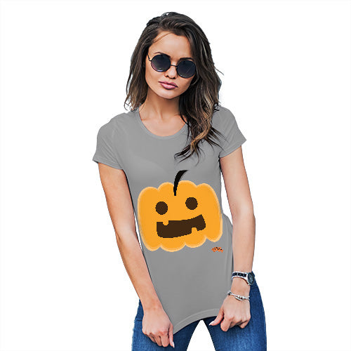 Funny T-Shirts For Women Sarcasm Happy Pumpkin Women's T-Shirt Large Light Grey