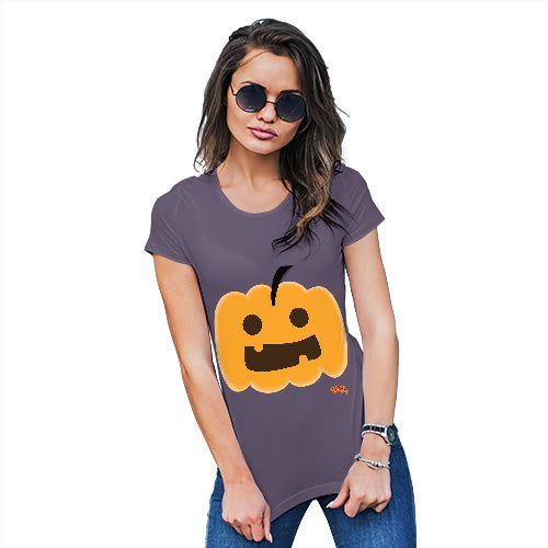 Novelty Tshirts Women Happy Pumpkin Women's T-Shirt Small Plum