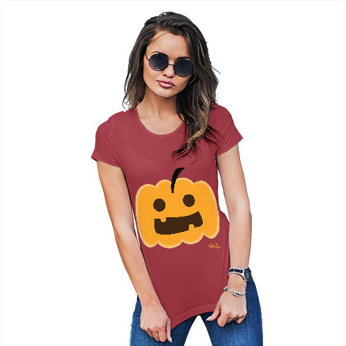 Womens Funny T Shirts Happy Pumpkin Women's T-Shirt X-Large Red