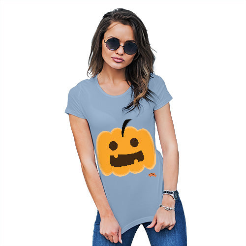 Womens Novelty T Shirt Christmas Happy Pumpkin Women's T-Shirt Medium Sky Blue