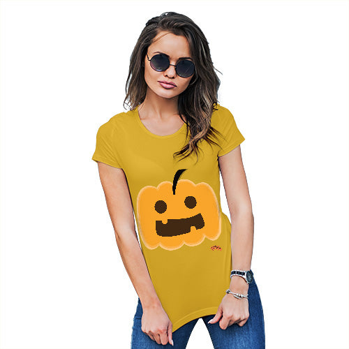 Funny Tee Shirts For Women Happy Pumpkin Women's T-Shirt X-Large Yellow