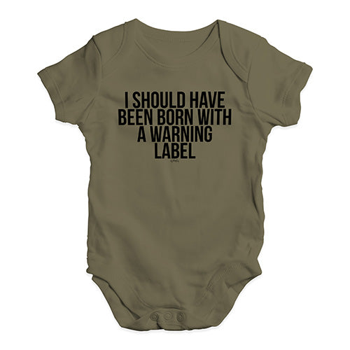Funny Infant Baby Bodysuit Onesies Born With A Warning Label Baby Unisex Baby Grow Bodysuit 3 - 6 Months Khaki