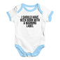 Funny Infant Baby Bodysuit Born With A Warning Label Baby Unisex Baby Grow Bodysuit 6 - 12 Months White Blue Trim