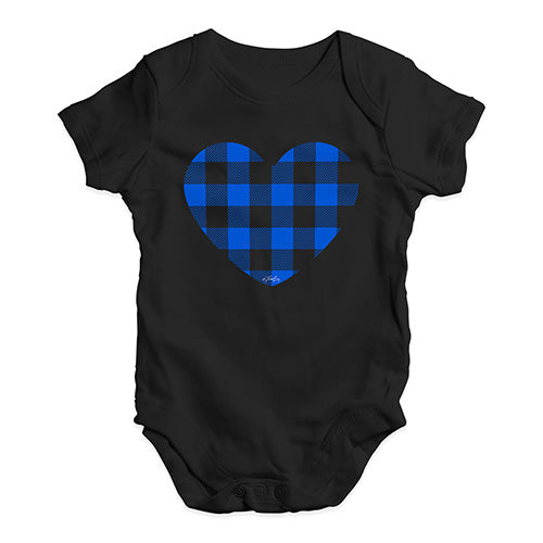 Baby Grow Baby Romper Blue Tartan Heart Baby Unisex Baby Grow Bodysuit 3 - 6 Months Black