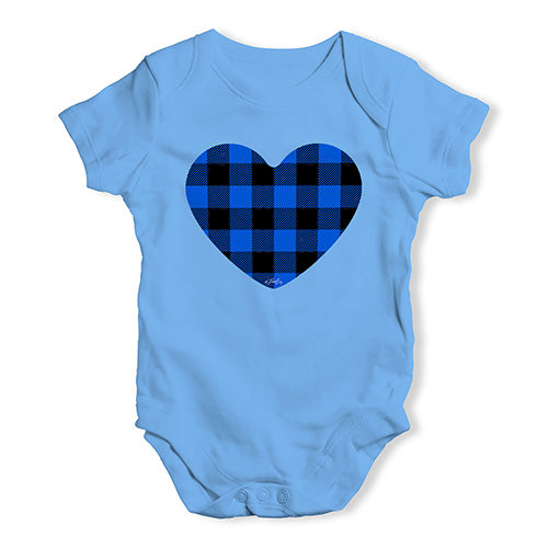 Funny Infant Baby Bodysuit Blue Tartan Heart Baby Unisex Baby Grow Bodysuit 18 - 24 Months Blue